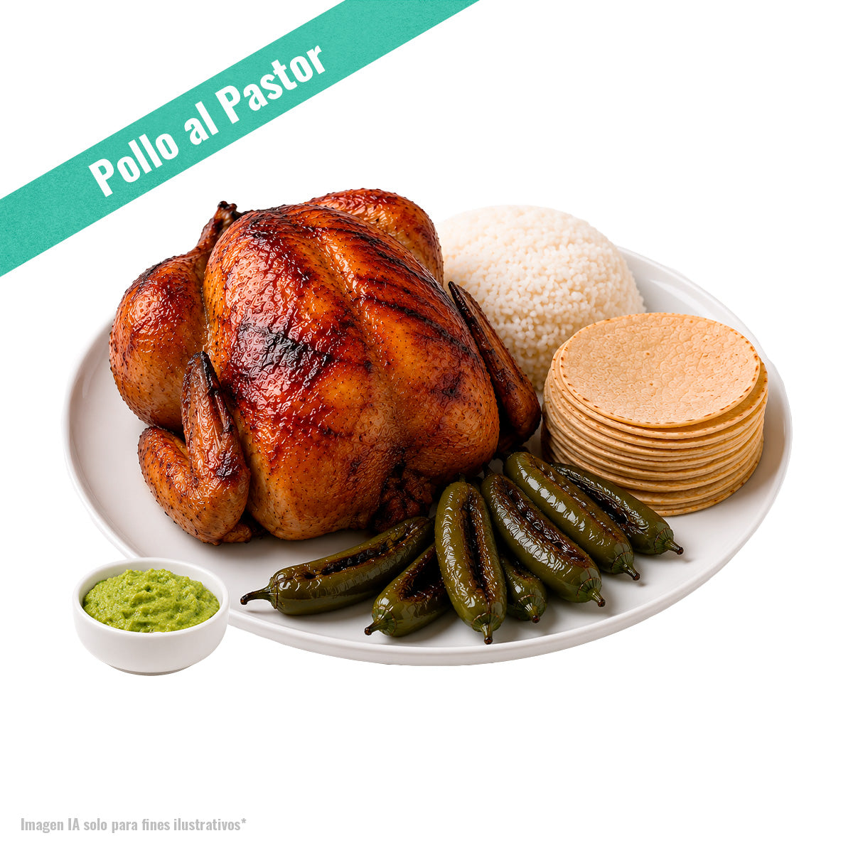 Pollo Rostizado Completo con Salsa de Aguacate