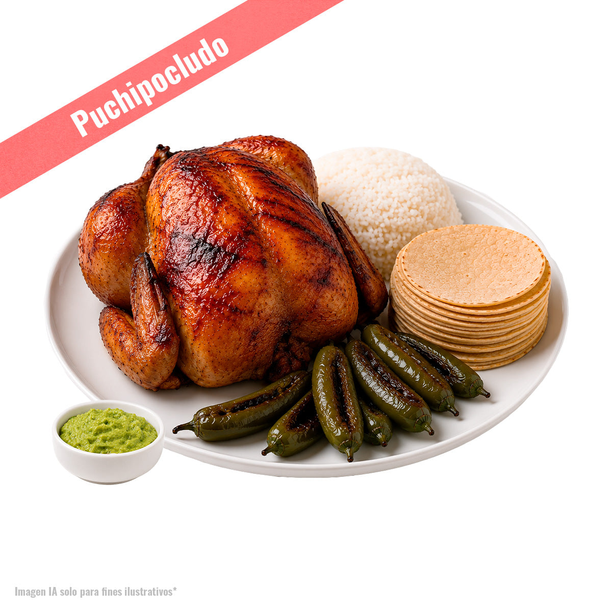 Pollo Rostizado Completo con Salsa de Aguacate