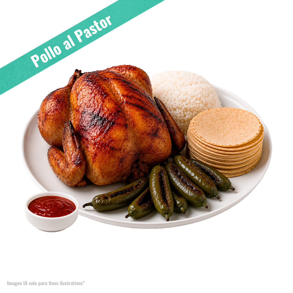 Pollo Rostizado Completo con Salsa de Morita
