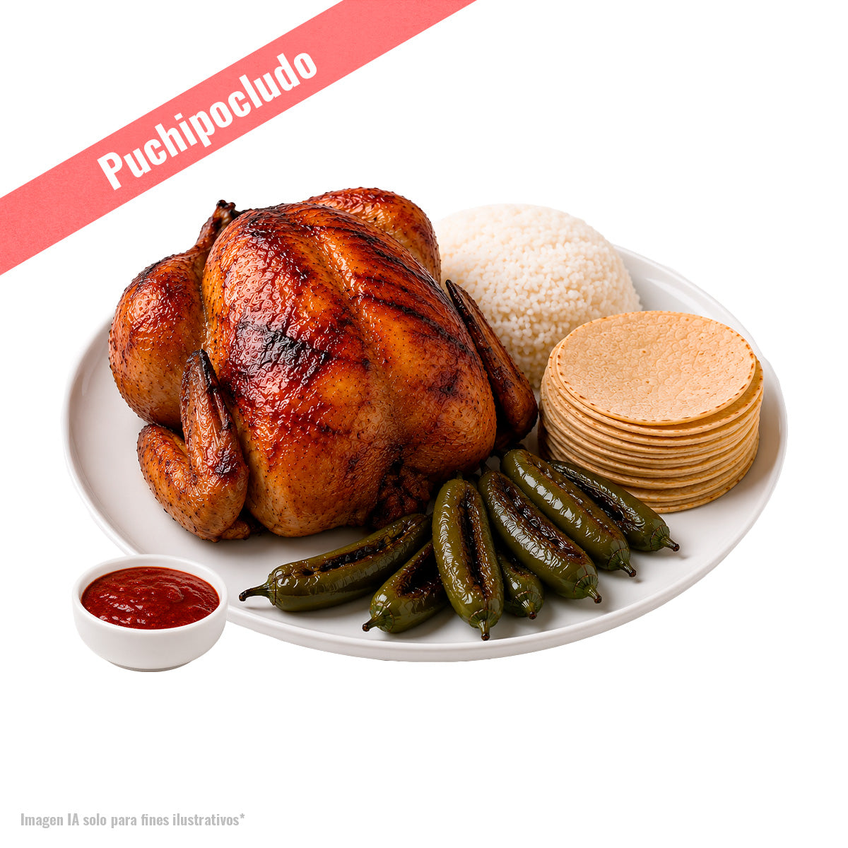 Pollo Rostizado Completo con Salsa de Morita